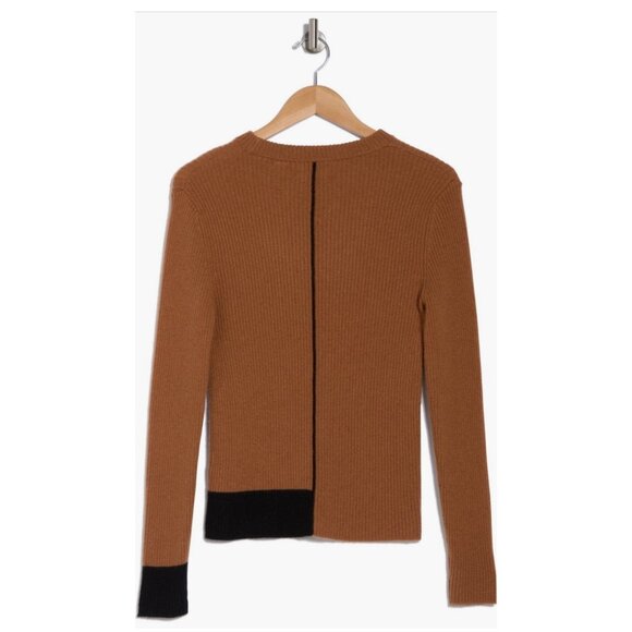 ELIE TAHARI Cashmere Colorblock Sweater‎ XXS - XS NWT Women's Tan Brown Black - Picture 4 of 7